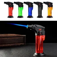 Windproof Gas Torch Lighter Portable Cigar Lighters Powerful Turbo Inflatable Butane Jet Flame Lighter Kitchen BBQ Ignition Tool