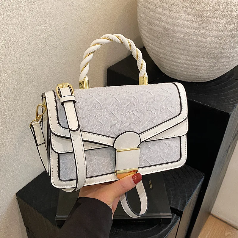 

2025 Boho Woven Bag Womens Elegant Lace Embroidered Shoulder Purse Chic Square Crossbody Artisan Handheld Tote