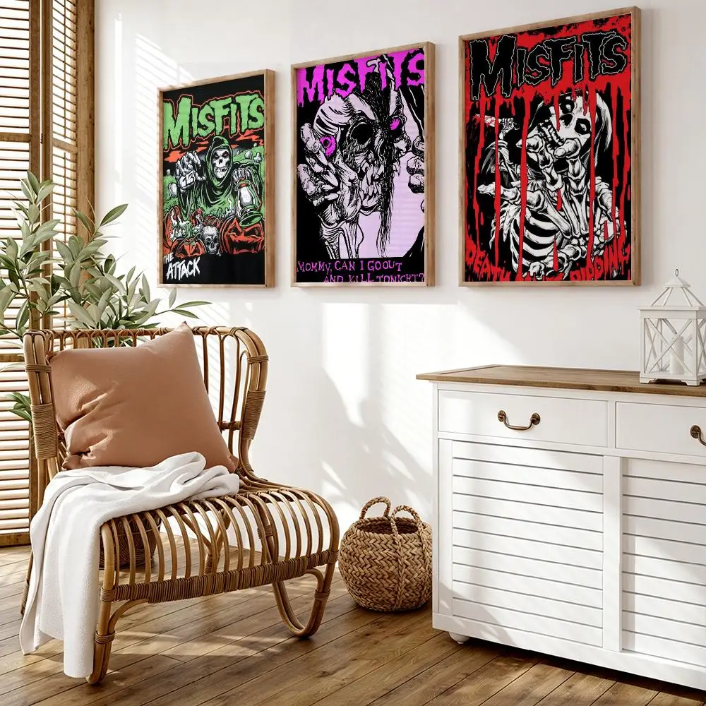 M-Misfits Band Poster Wall Stickers HD Painting Self Adhesive Art Decals for Bedroom Living Room Home Decor