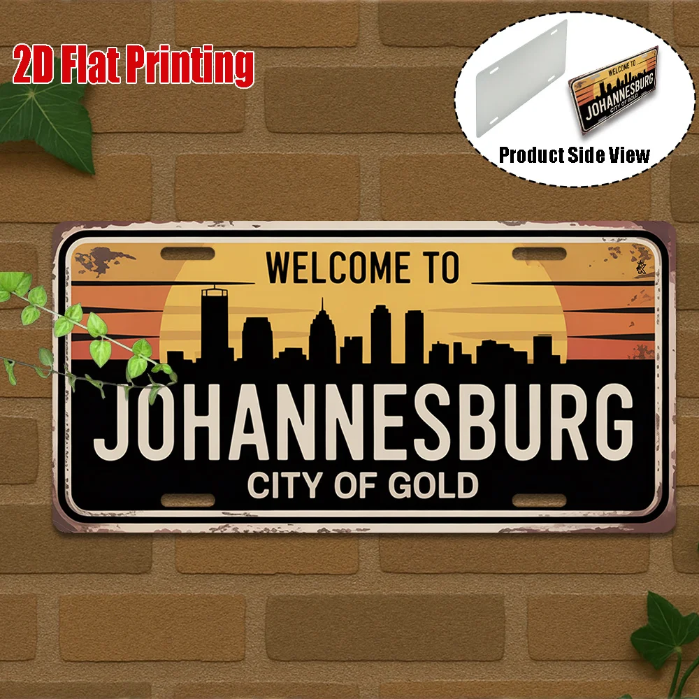 2D Flat -1pc, Vintage Metal Sign, for Decorative Purposes Only, Outdoor Plaque And Wall Decoration, Johannesburg Aluminum Sign