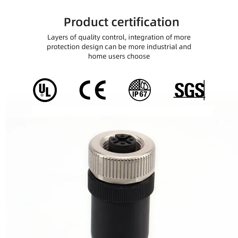 M12 2 3 4 5 8 Pin Connector Waterproof Shielded A/B/D Code Male Female Sensing Joint M12 PG7/PG9 Aviation Plug CE Certification