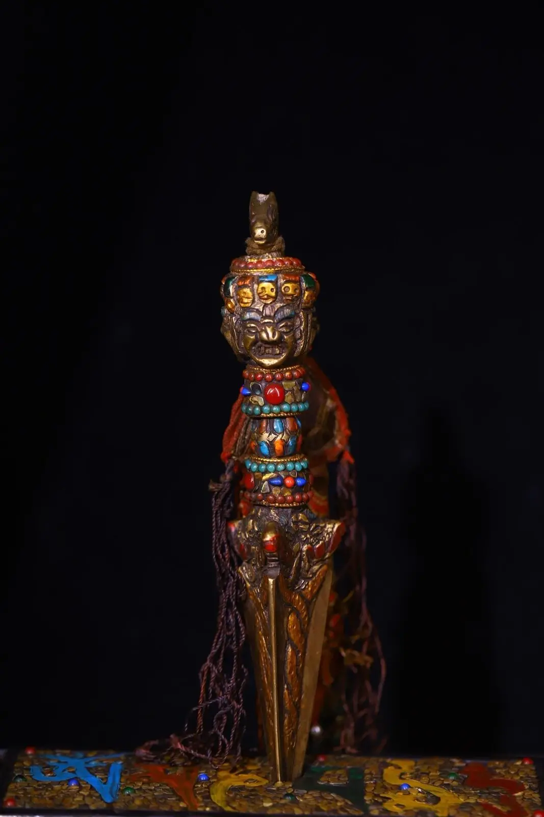 collectible tibetan bronze inlay tianzhu gem Hayagriva Dharma vajvakilaka vajra