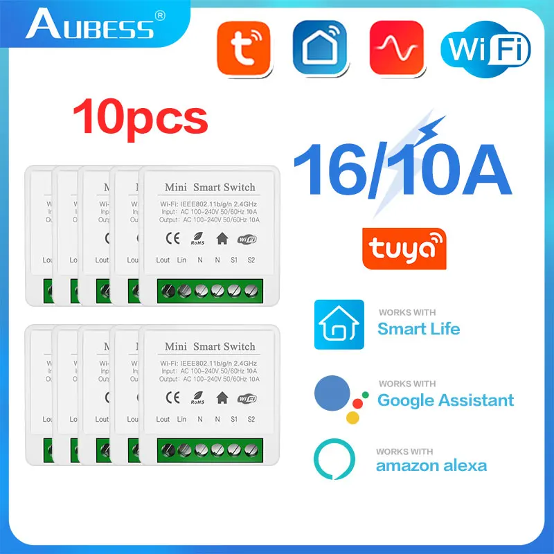 Tuya Smart Home Gadgets Mini WiFi Smart Switch Light Switch Relay Module Voice Control For Alexa Alice Google Assistant