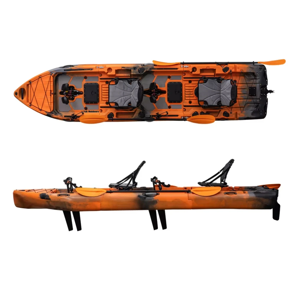 

2025 Dernier Modular Pedal Kayak with Detachable Ailettes Large Fish Storage 2-Person Capacity for Surfing Motor 2 Pieces Kayak
