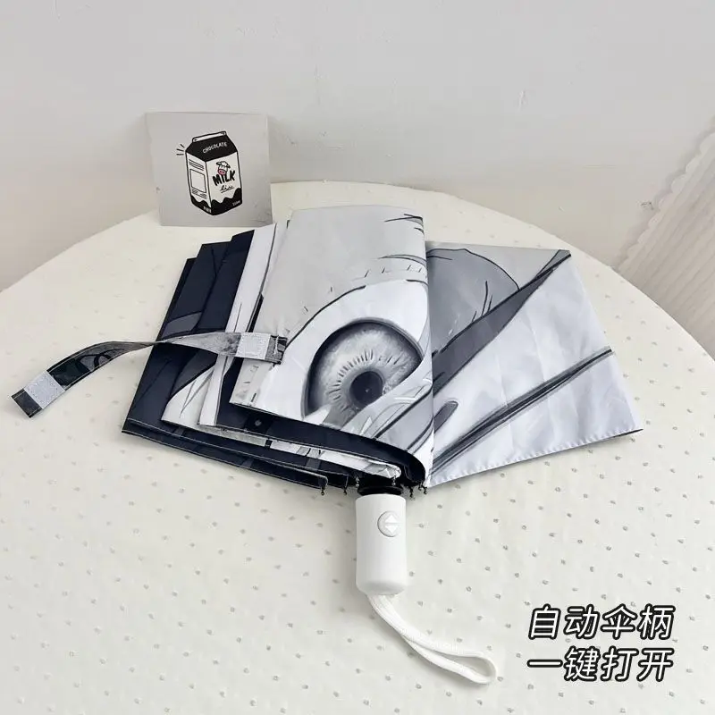 Jujutsu Kaisen Gojo Satoru Cartoon Handsome Print Portable Rain or Shine Automatic Umbrella Student Sunscreen Vinyl Parasol Gift