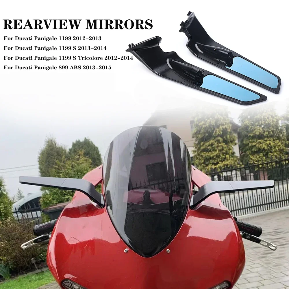Fit For Ducati Panigale 899ABS 13-15 PANIGALE 1199 S Tricolore Modified Wind Wing Adjustable Rotating Motorcycle Rearview Mirror