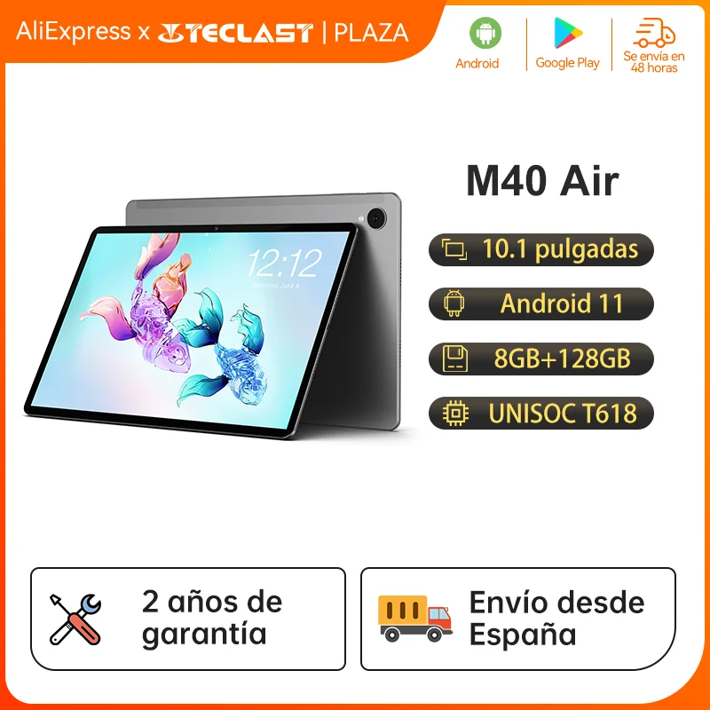 Android 11 Tablet, Teclast M40 Air, 10.1 inch, 1920x1200 IPS, 8GB RAM 128GB ROM, MTK P60 8 Core, fast charge, call 4G, GPS