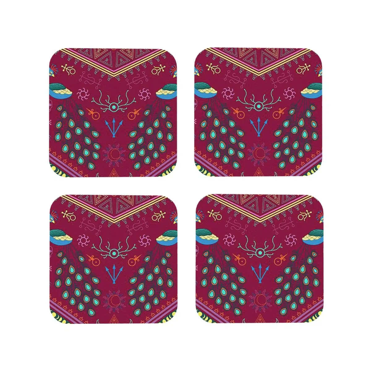 Mollymauk Tealeaf Inspired Print Coasters Coffee Mats Mug Cup Placemats Tableware Pads for Home Kitchen Dining Bar