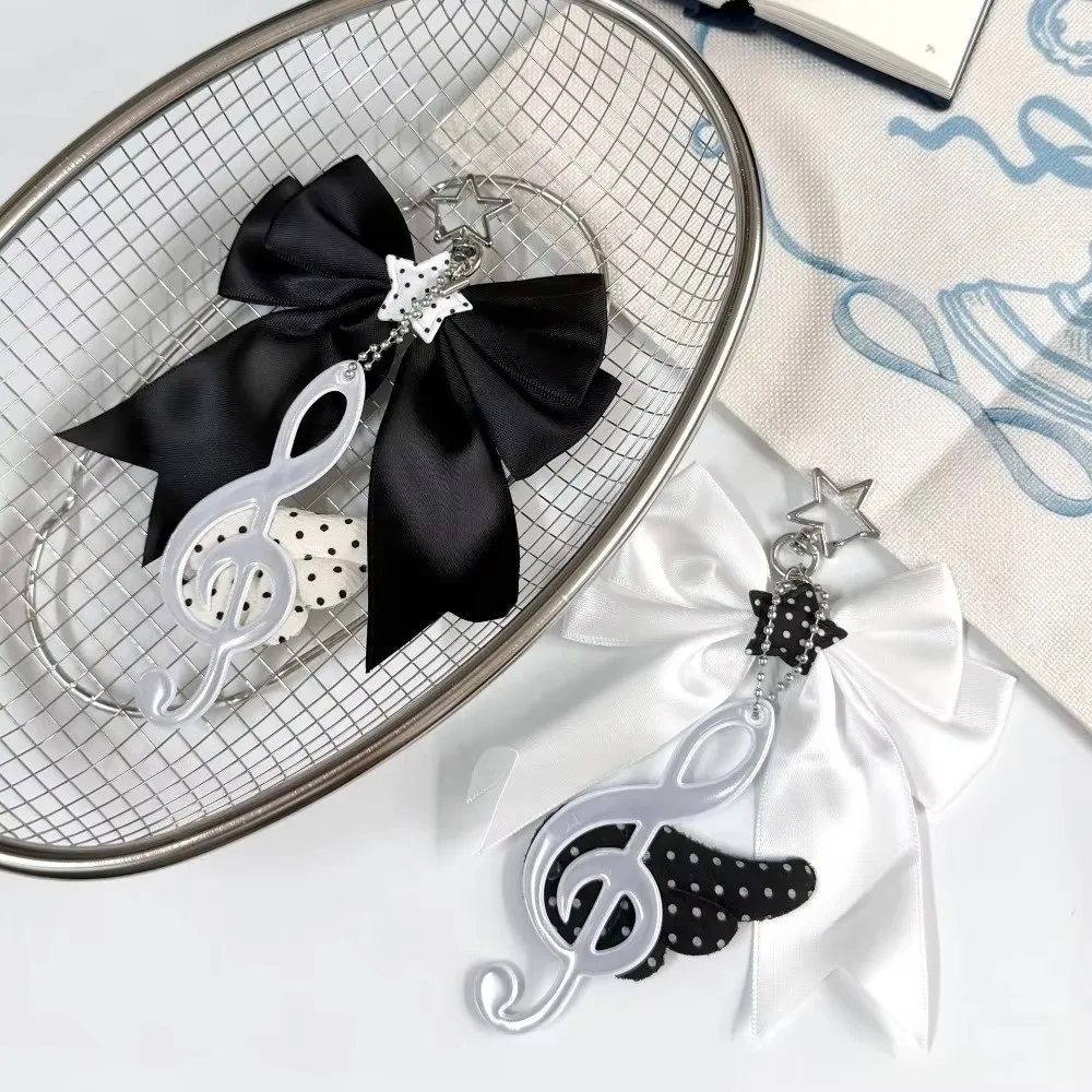 New Y2K Keychain Bag Charm Bow Polka Dot Print Pendant Keychain Decorative Key Ring