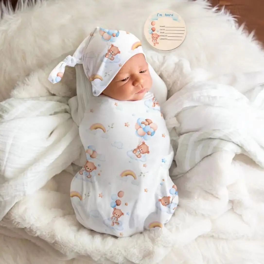Ylsteed Baby Swaddle Blanket and Headband Set Newborn Receiving Soft Wrap for Girls and Boys Swaddling Blankets for Newborn-HD