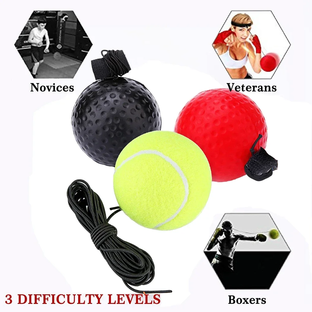 Balle de frappe de vitesse réflexe de boxe, balles en caoutchouc pour l'entraînement de réaction d'agilité avec bandeau anti-transpiration, équipements de Fitness, accessoires