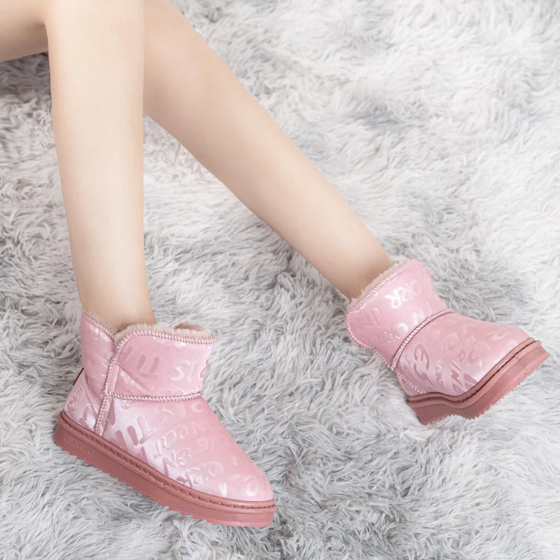 

Women Snow Boots Winter Thickened with Fleece Students Princess Warm Slip-on Trendy Furry Non-slip Outdoor Casual Cotton Shoes