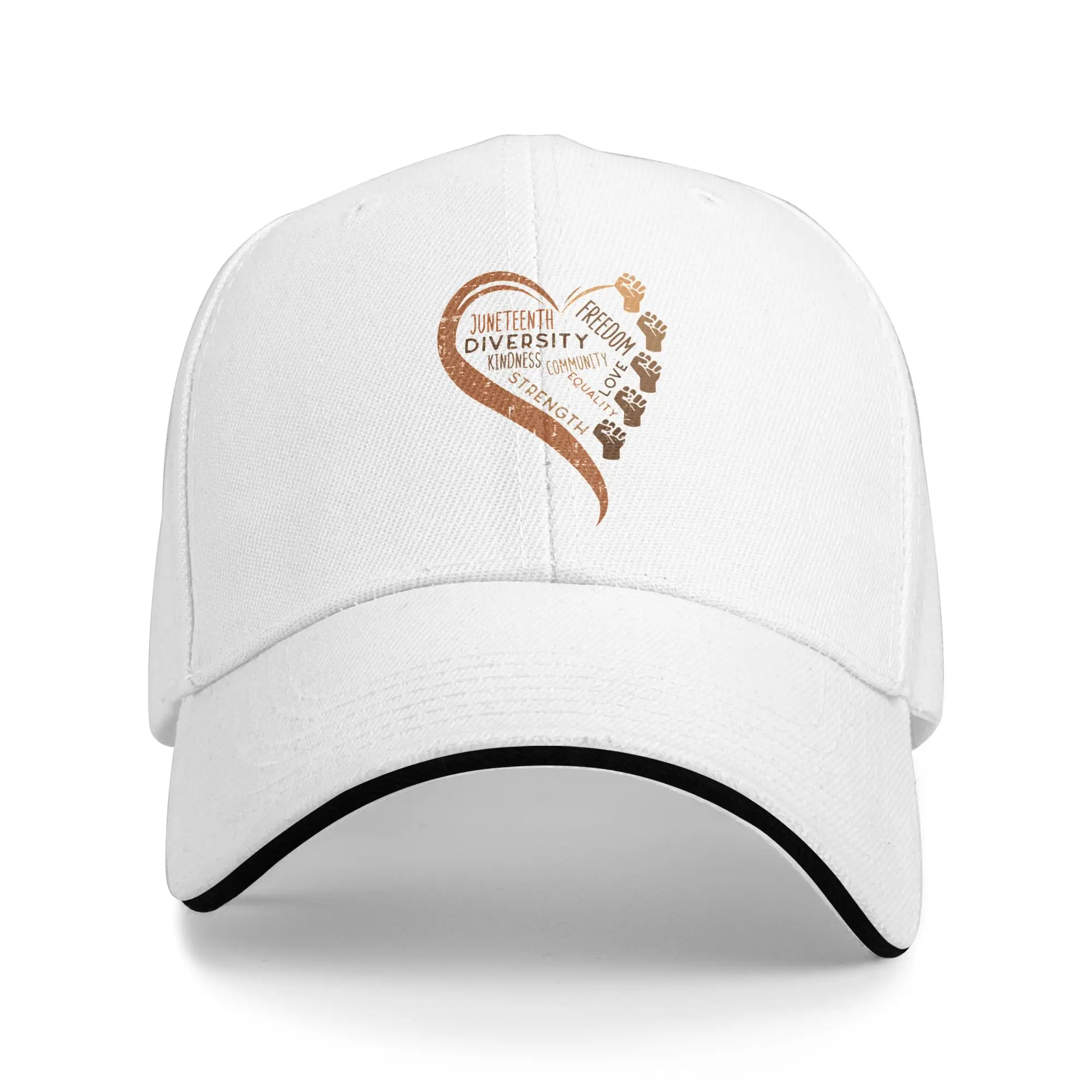 Juneteenth Heart Fists Black History Melanin Sun Baseballkappe Frühling Lässige Hip-Hop-Hüte für Herren Erwachsene Tennis Skate Snapback Cap