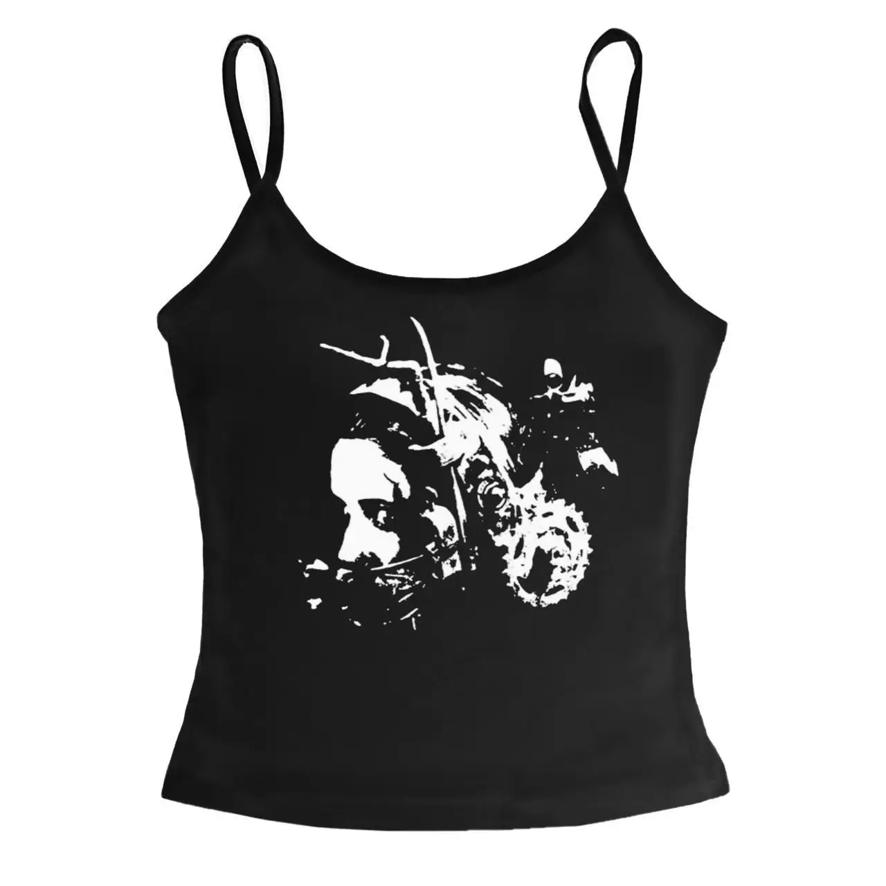 2000s Gothic Tank Top Sexy Women Summer Camis Punk Y2K Harajuku Sleeveless Printed Tights Vest Femme Streetwear Graphic EMO Girl