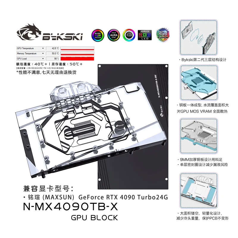 

Bykski 4090 GPU Water Block For Mingxuan GeForce RTX4090 Turbo 24G Graphics Card Video Cooler Radiator N-MX4090TB-X