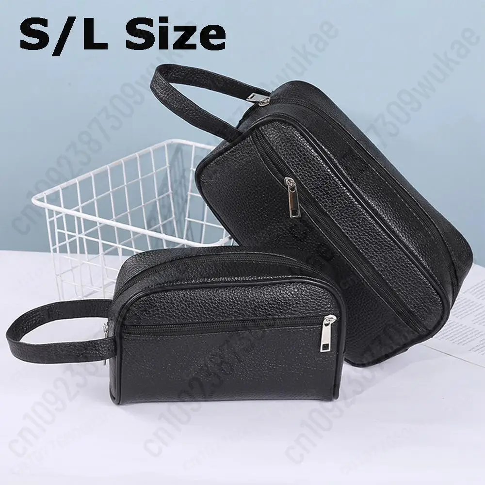 Men Women Retro Wristlet Bag PU Leather Travel Toiletry Bag Waterproof Zipper Cosmetics Handbag Men Wallet Phone Wristlet Bag