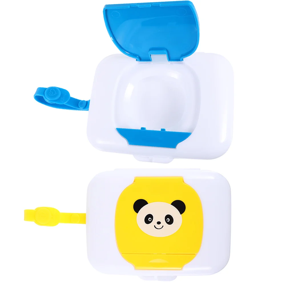 

2pcs Portable Baby Wipes Dispenser Clear Plastic Wet Wipes Case Car Holder Compact Travel Silica Gel Storage Box Container