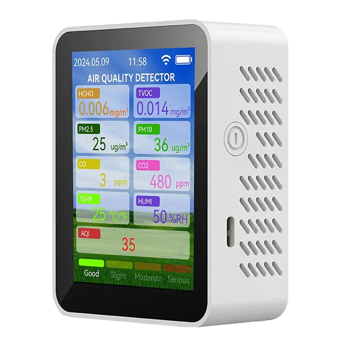 Tuya WiFi Air Quality Meter HCHO TVOC Carbon Monoxide CO2 PM2.5/10 Tester Portable Temperature Humidity Detector White