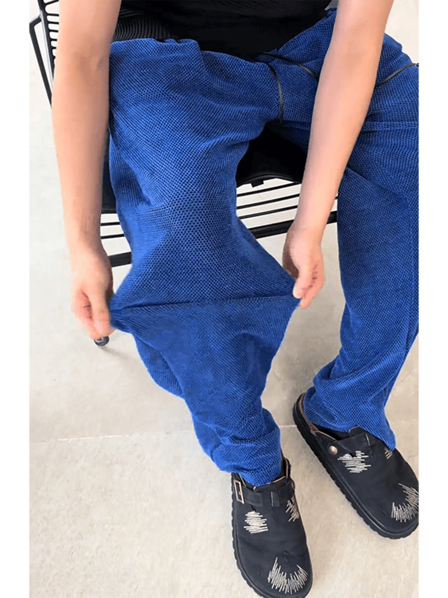 Calças Masculinas Esportivas Finas e Respiráveis Klein Blue Scalene Blade para Verão, Calças Americanas Casuais de Perna Reta