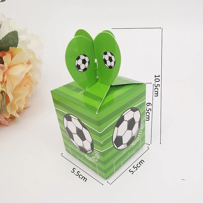 25/50Pcs Mini Green Football Field Candy Box Cartoon Kids Birthday Favor Gift Boxes Packaging Bag Baby Shower Party Decoration
