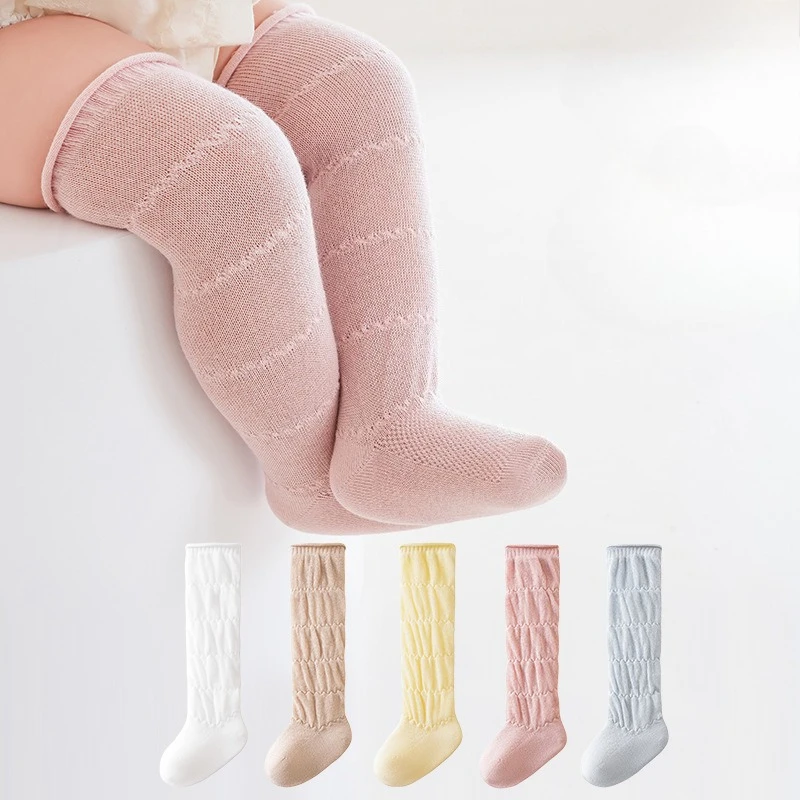 Summer Baby Hollow Out Long Socks Breathable Mesh Cotton Anti-Mosquio Knee High Sock Thin Non-slip Newborn Princess Socks