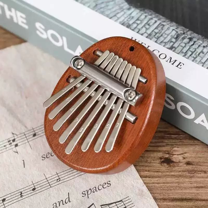 8 Keys Mini Kalimba Wooden Thumb Piano with Lanyard Finger Piano Musical Instrument Portable Exquisite Gift Set for Kids Adults