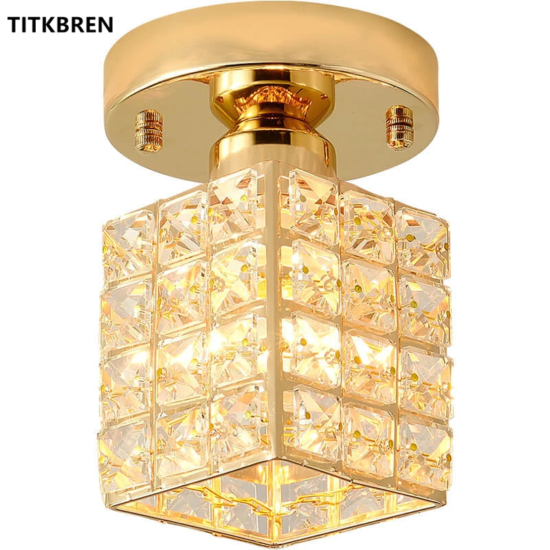 

Modern LED Gold Ceiling Light Living Room Home Lighting Aisle Loft Porch Crystal Hallway Lamps Surface Mounted Fixtures