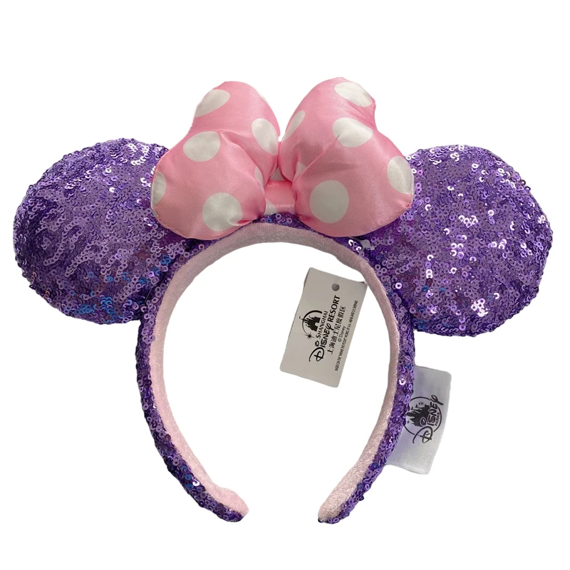 Disney Mickey Mouse Ear Headband Amusement Park Hair Hoop Fish Scale Sequin Mesh Party Headwear Girl Toy Birthday image 3