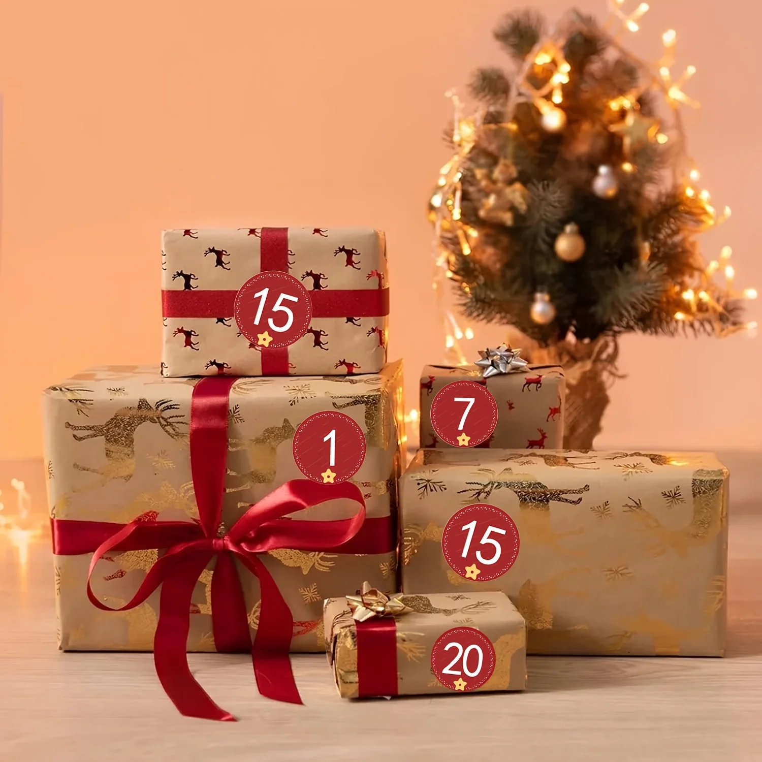 24/48/120 Buah Stiker Angka Kalender Advent Natal 1-24 Stiker Hitung Mundur Stiker Natal untuk Buku Tempel Pesta Kantor Sekolah