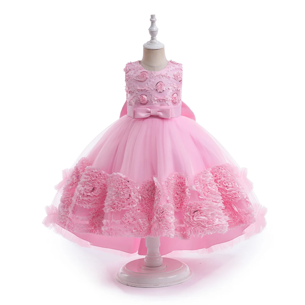 Elegante Trailing Girls Party Dress bambini Costume bambini natale principessa Ball Gown Pageant Flower Girl abiti da damigella d\'onore