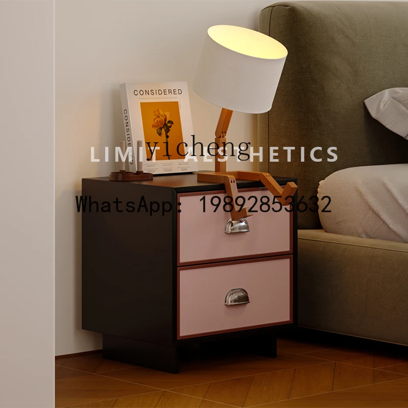 antique bedside table retro bunk bedside cabinet color matching contrasting color storage small cabinet baking paint