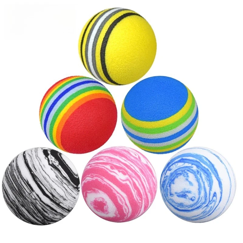 6pcs Golf Rainbow Sponge Ball Indoor Practice Children's Sports Toy EVA Soft Balls JC0543