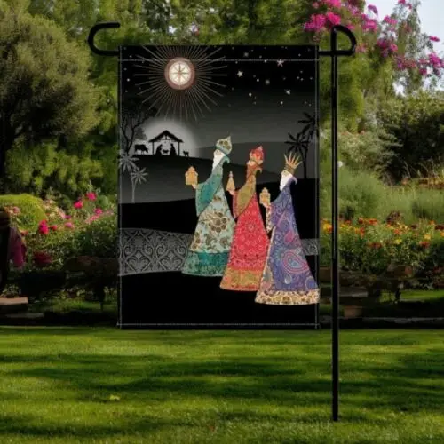 Garden Flag Three Wise Men Double Side Christmas 12X18 Hispanic North Star Jesus