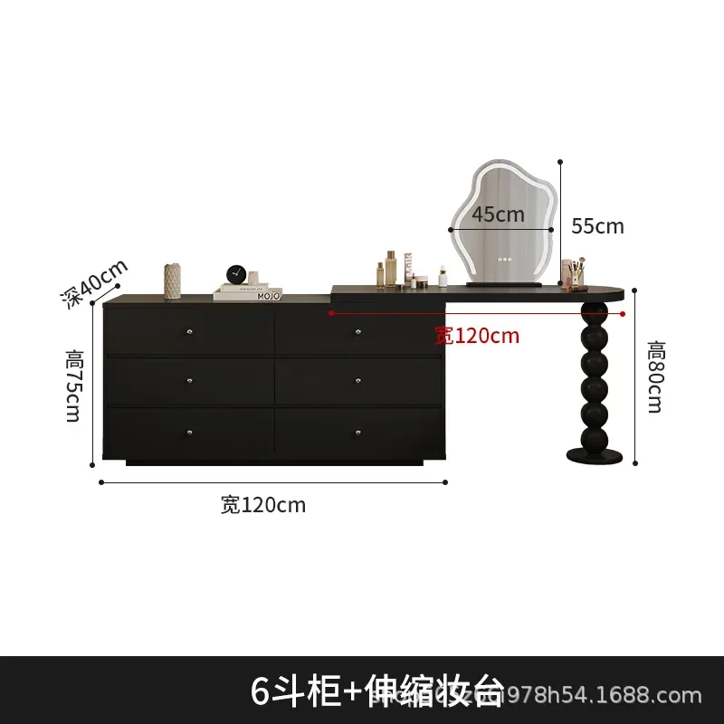 Modern Mirror Dressing Table Makeup Bedroom Luxury Storage Vanity Table Desk Black Penteadeira Para Quarto Dresser Furniture