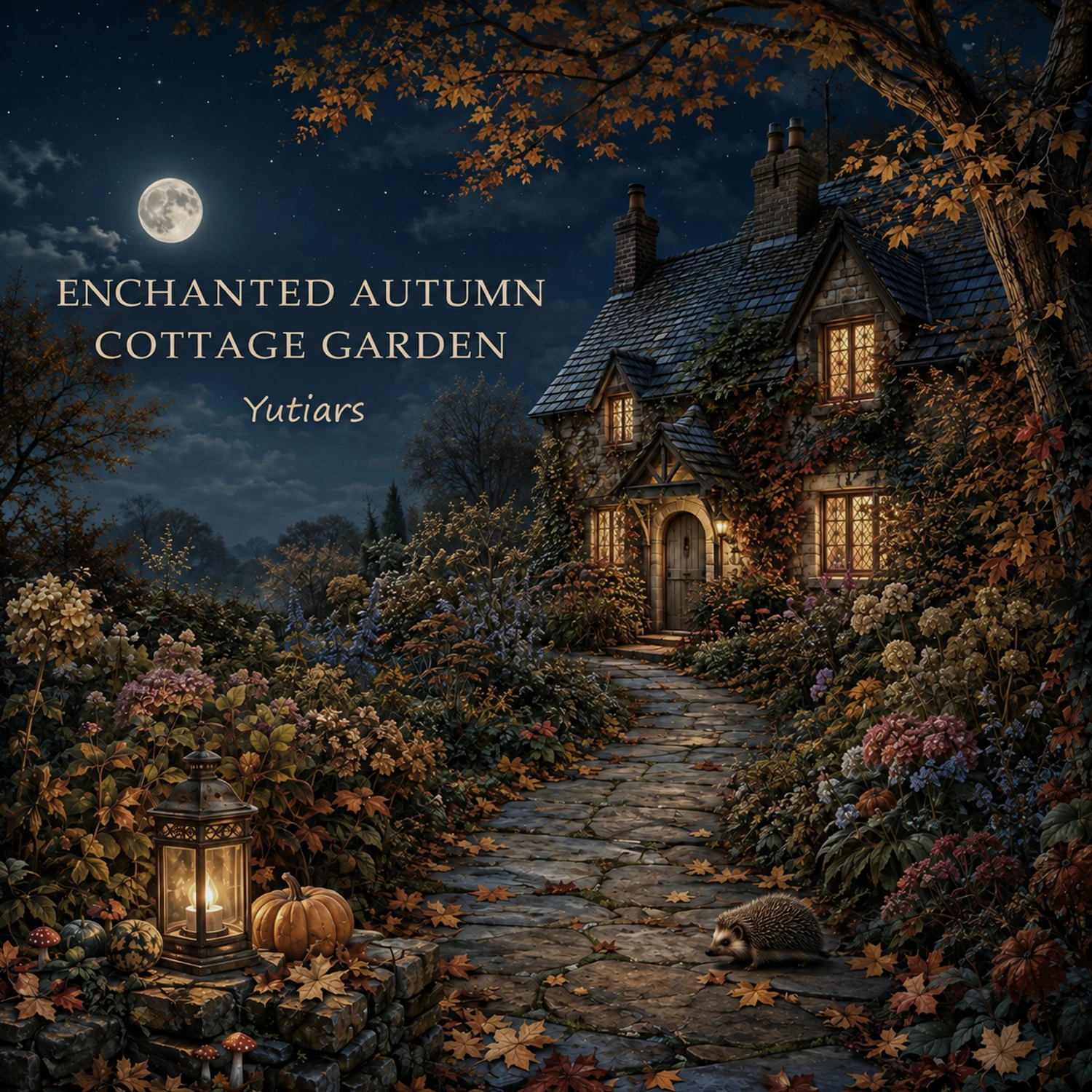 Autumn Cottage Garden Coloring Book for Adults, Cozy Cottagecore Nature Scenes, Detailed Single-Sided Pages for Relaxation
