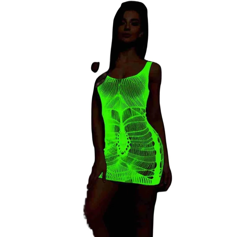 Женское нижнее белье Love, светящиеся женские подтяжки, сексуальная юбка с полыми бедрами, открывающая грудь, светящаяся сетка, жаккардовая перспектива