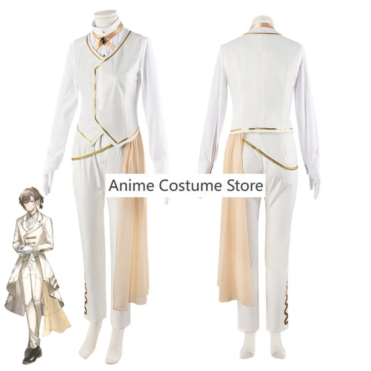 اليوتيوب الافتراضي Kanakana Saegusa Akina Knn زي تنكري ، زي أبيض ، بدلة كرنفال للرجال والنساء ، باروكة الذكرى السادسة