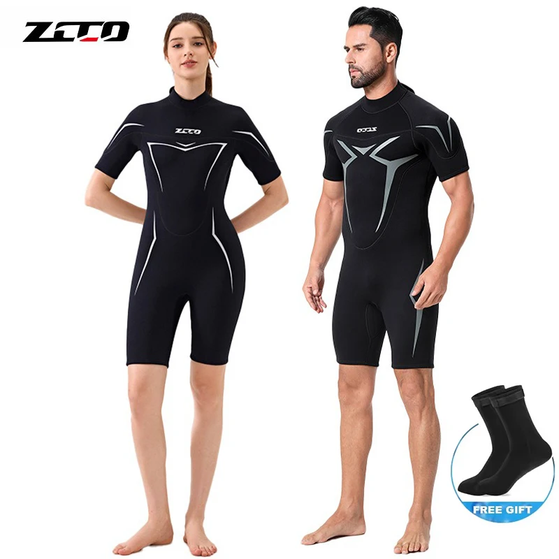 

Neoprene Suit Man 3mm Short Sleeve One-Piece Surf Suits Back Zip Summer Wetsuit Snorkeling Scuba Diving Underwater Wet Suit
