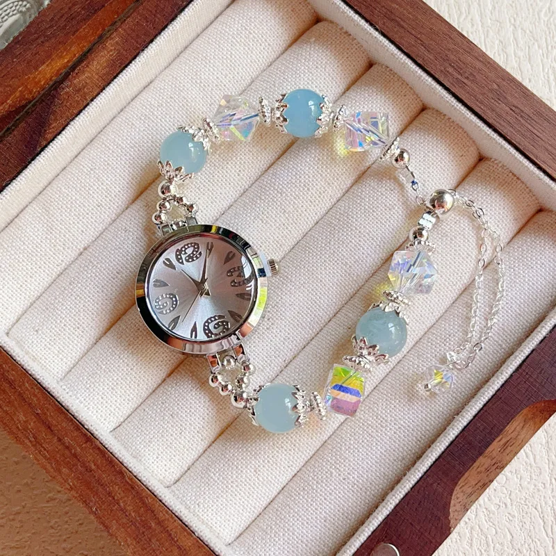 

Кварцевые часы для женщин Mujer Reloj Charm Stone Strand браслет из бисера стиль Orologio наручные часы для девочек Relojes Para Damas