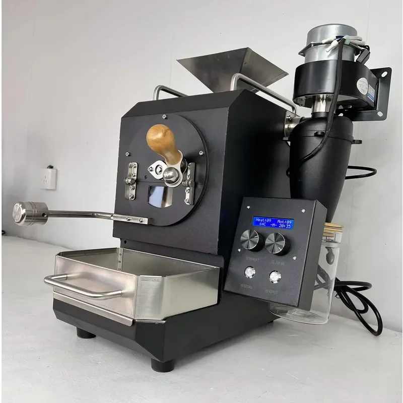 Commercial Stainless Steel Coffee Bean Roaster 220V Automatic Hot Air Drum Machine for Cocoa Accurate Temperature Control