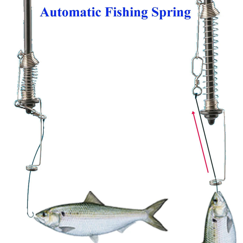 Automatic Fishing Spring Fish HookTrigger Stainless Steel Bait Catch Fish Automatically Fish Trap Fishing Accessory Tackle