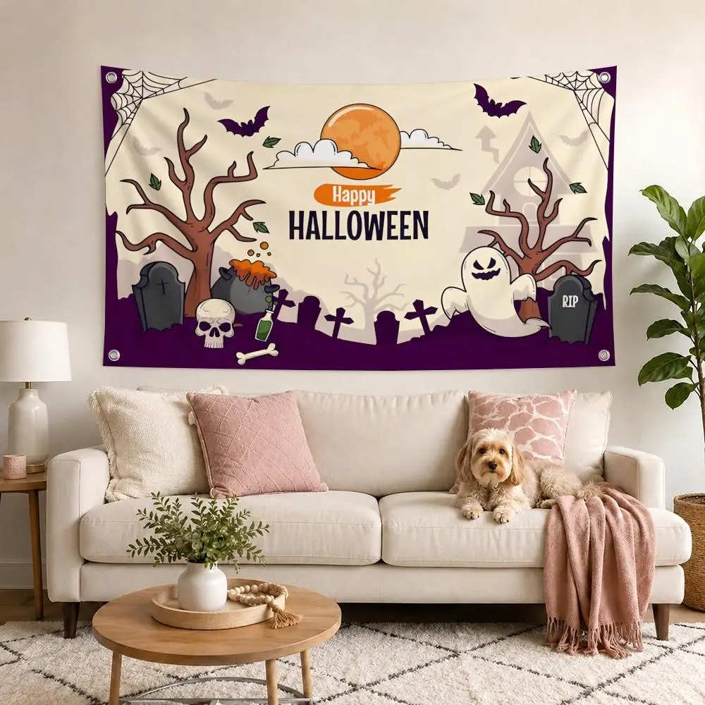 Pumpkin Ghost Cat Party Flags Decor Garage Flags for Bedrooms Outdoor Decor Tapestry Flaga Advertising Barber Shop