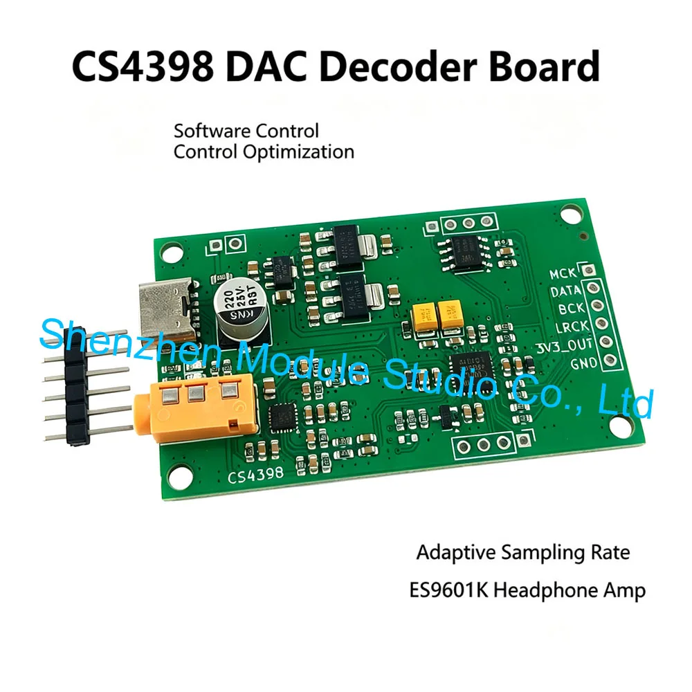 CS4398 I2S DAC Decoder Board with ES9601K Headphone Amp, 24bit/192kHz, 3.5mm Audio Output Module for DIY Digital Audio