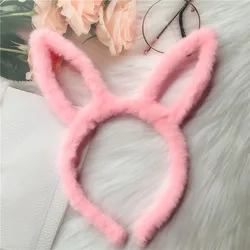 1Pcs Plush Ear raabbit Headbands Furry Cartoon Rabbit Ear Hair Hoop Fluffy Cute Hair Accessories Party Costume Photo Prop