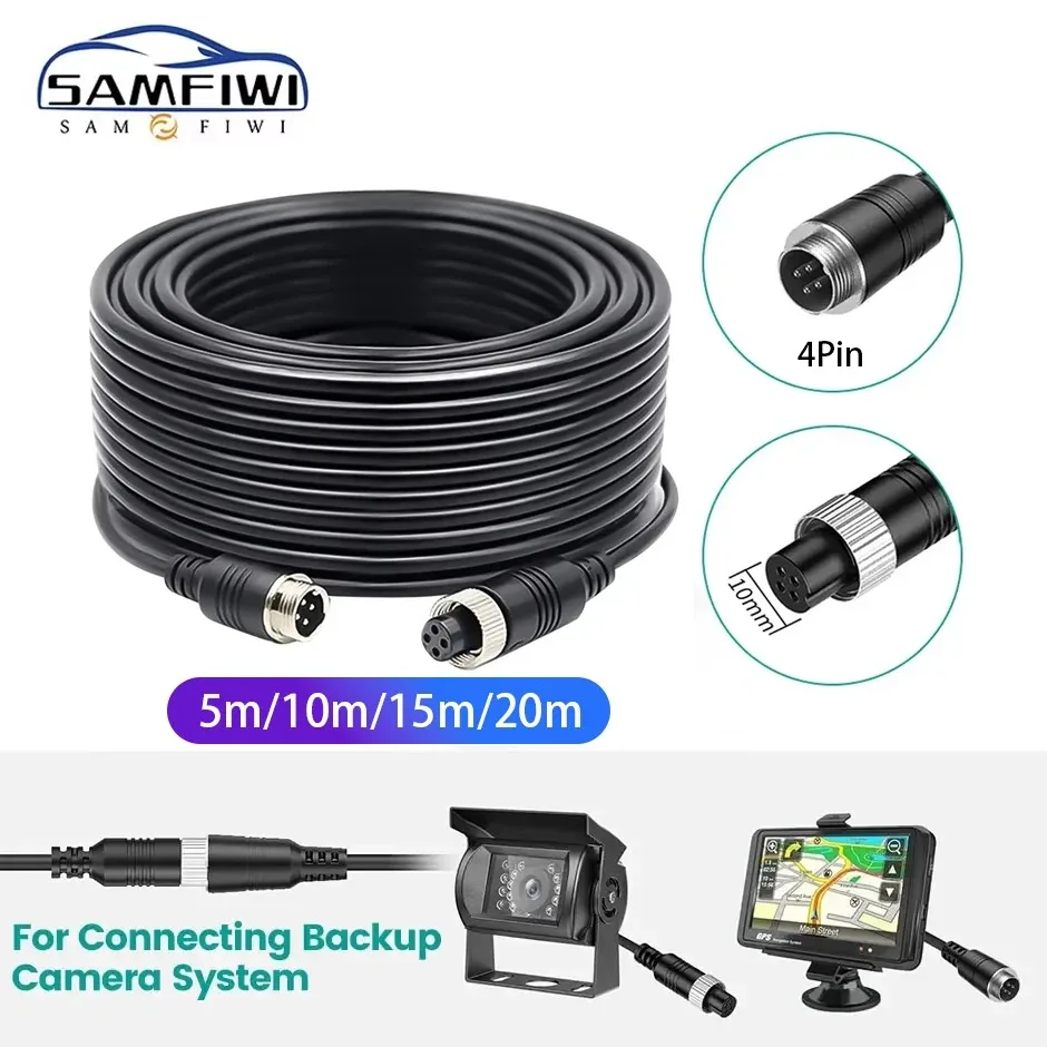 4 Pin Aviation Extension Video Cable 5M/10M/15M/20M for Truck Bus Monitor Camera Connection for AHD Rear View Reverse Cameras