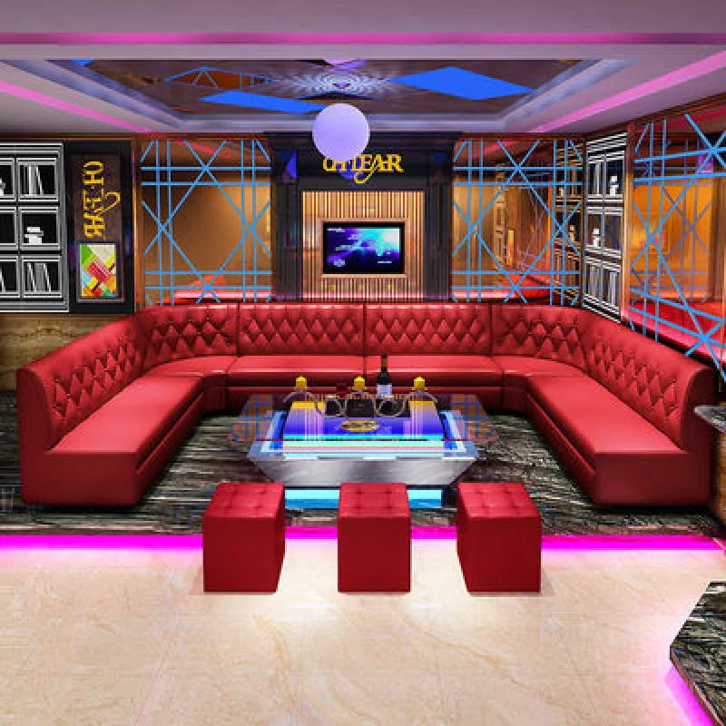 custom.Cigar Bar Club Furniture Nightclub Lounge Bar Counter Table Customized L U Shape Color KTV Sectional Leather Club Booth S view 5