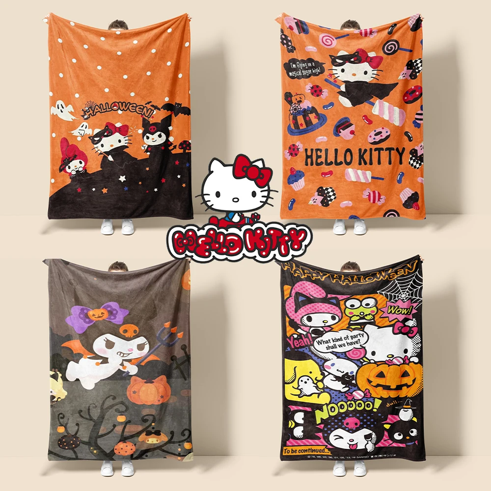 19Pcs hellokykitty Sanrio Halloween coperta arazzo lungo peluche caldo giocattolo del fumetto Y2k regalo di festa di natale Kawaii arazzo regali