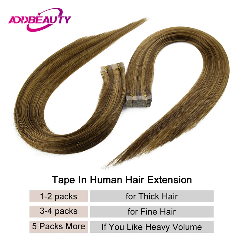 Extensão brasileira reta do cabelo humano, extensão natural do cabelo, louro de Ombre, fita, 2.5g, PC, 20 PCes