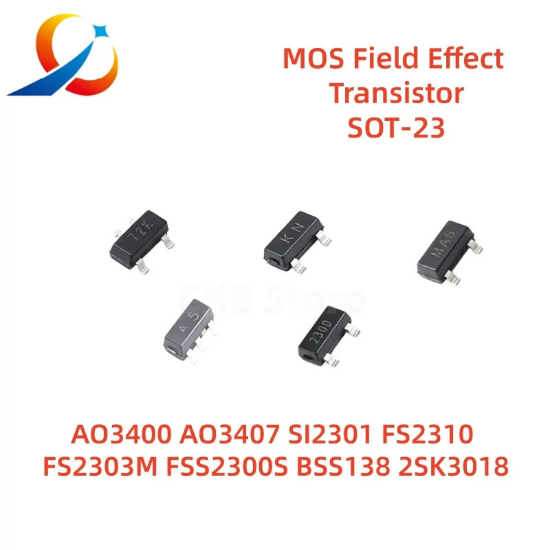 MOS Field Effect Transistor  SOT-23 AO3400 AO3401 SI2301 SI2312 FS2301M FS5N10A FS2303M FS2324M FSS2300M BSS138 2N7002K NEW