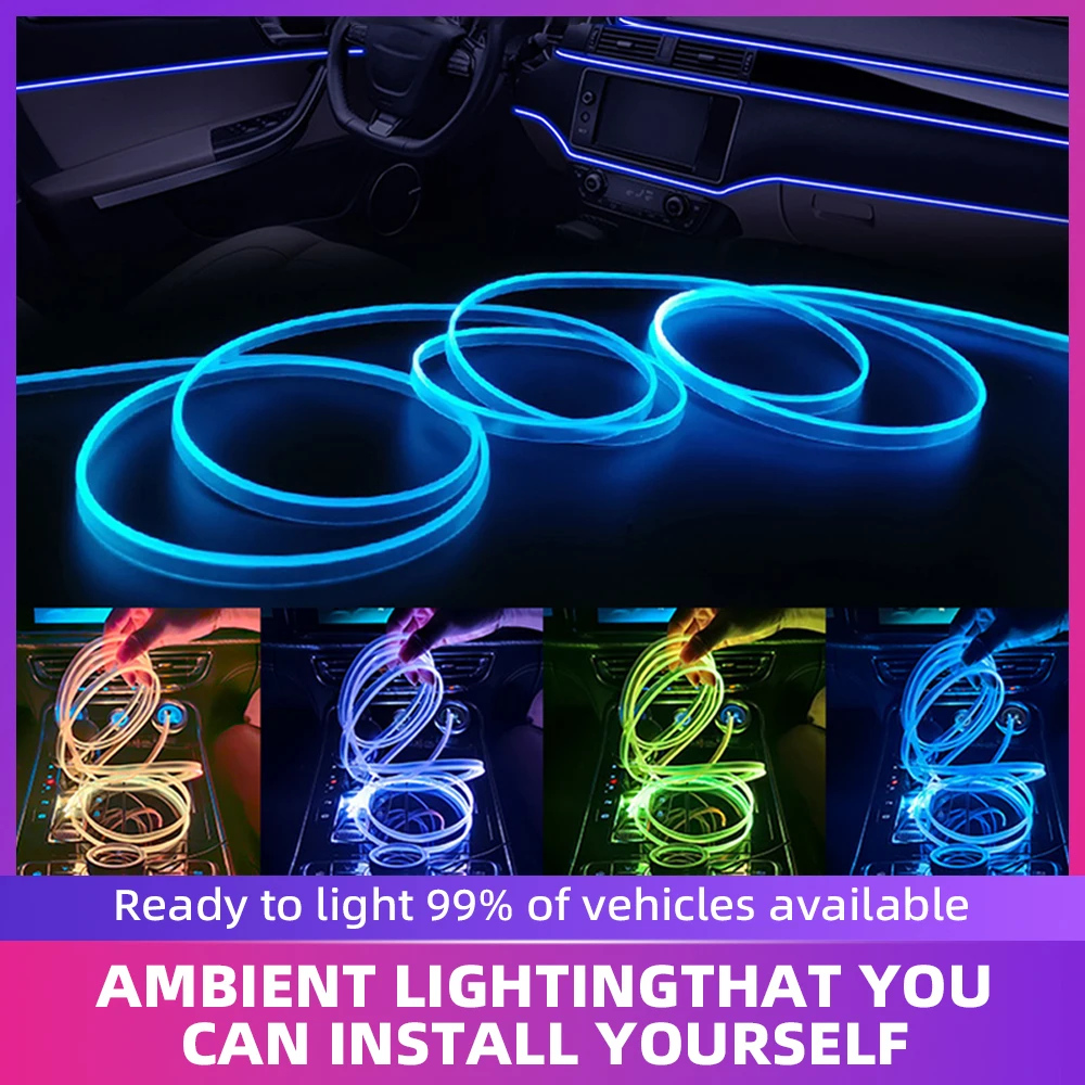 

3m Car LED Interior Atmosphere Lighting Strip DIY Flexible EL Cold Light Line Tube For BWM With USB Auto Decoration Ambient Lamp